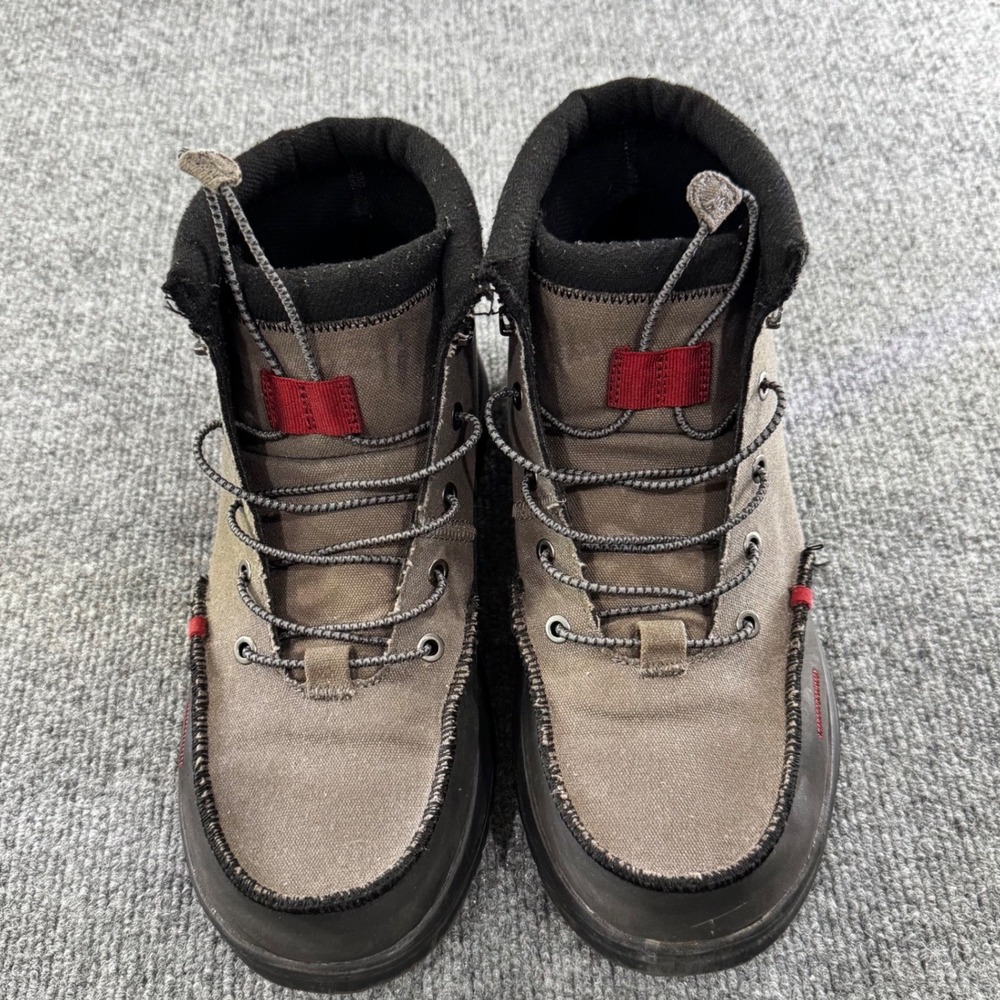 Hey Dude Scott Grip Mens Ankle Boots Gray Black Red Lightweight Canvas Boots